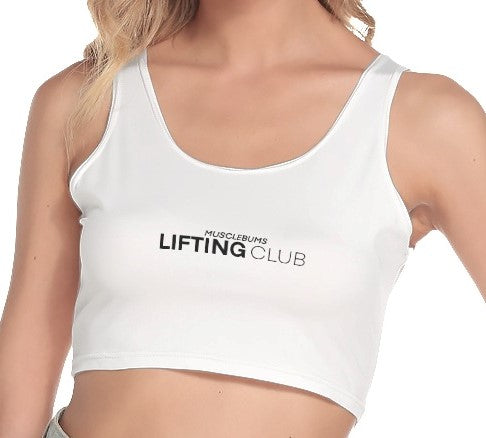 Lifting Club Crop Tank Top - White