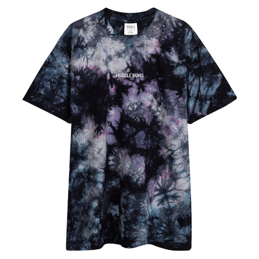 Embroidered Oversized Tie-Dye T-Shirt - White